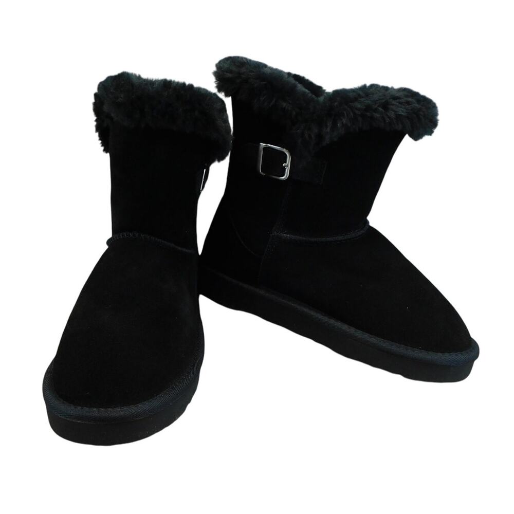 Style & Co. Black Tiny 2 Suede Faux Fur Lined Winter Boots Size 6 Womens New